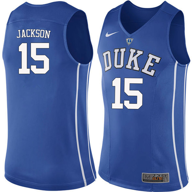 Men #15 Frank Jackson Duke Blue Devils College Basketball Jerseys-Blue - Click Image to Close